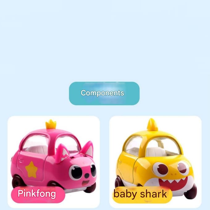 Pinkfong Babyshark Mini-auto gegoten metalen speelgoed Kamicar-speelgoed 10 soorten