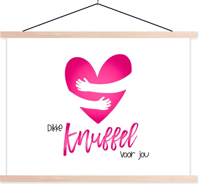 Posterhanger incl. Poster 60x45 cm - Schoolplaat - Beterschap - Quotes - Knuffels - Textielposter - Blanke latten