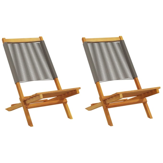 vidaXL - Tuinstoelen - 2 - st - massief - acaciahout - en - polypropeen - grijs