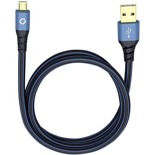 Oehlbach USB Plus Micro USB 2.0 [1x USB-A 2.0 stekker - 1x Micro-USB 2.0 B stekker] 0.50 m Blauw Vergulde steekcontacten