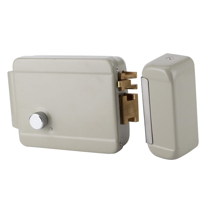 Gâche Électrique 9‑12V Contrôle d'Accès de Porte Serrures Électromagnétiques 2 Fils pour Communauté white