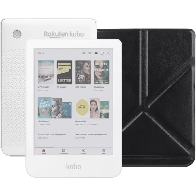 Kobo Clara Colour Wit + BlueBuilt Book Case Zwart
