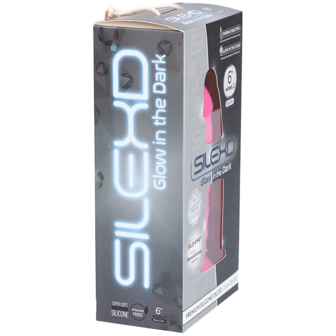 SILEXD - Realistische Dildo - 15 x 3 cm - Glow-in-the Dark Roze