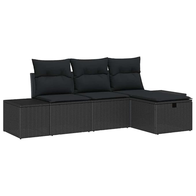 vidaXL - Bankstel - 4 - st - poly - rattan
