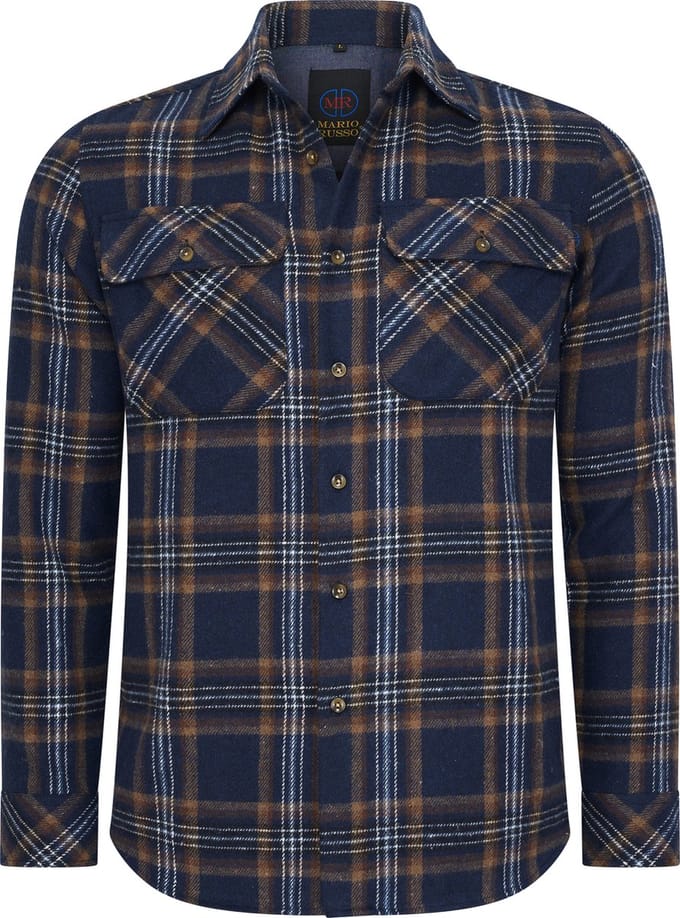 Mario Russo Overshirt - Overhemd Heren - Vest - 100% Katoen - M - Navy