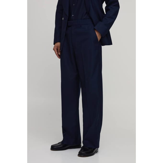 Wijde Pijpen Pak Broek Met Riem | Navy | Size 32