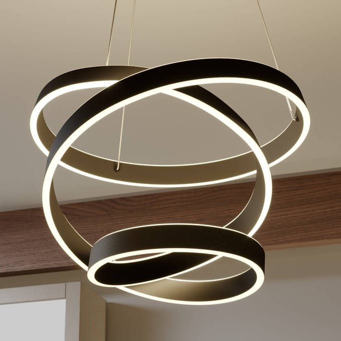Lindby LED hanglamp Olada, zwart, metaal, Ø 51cm