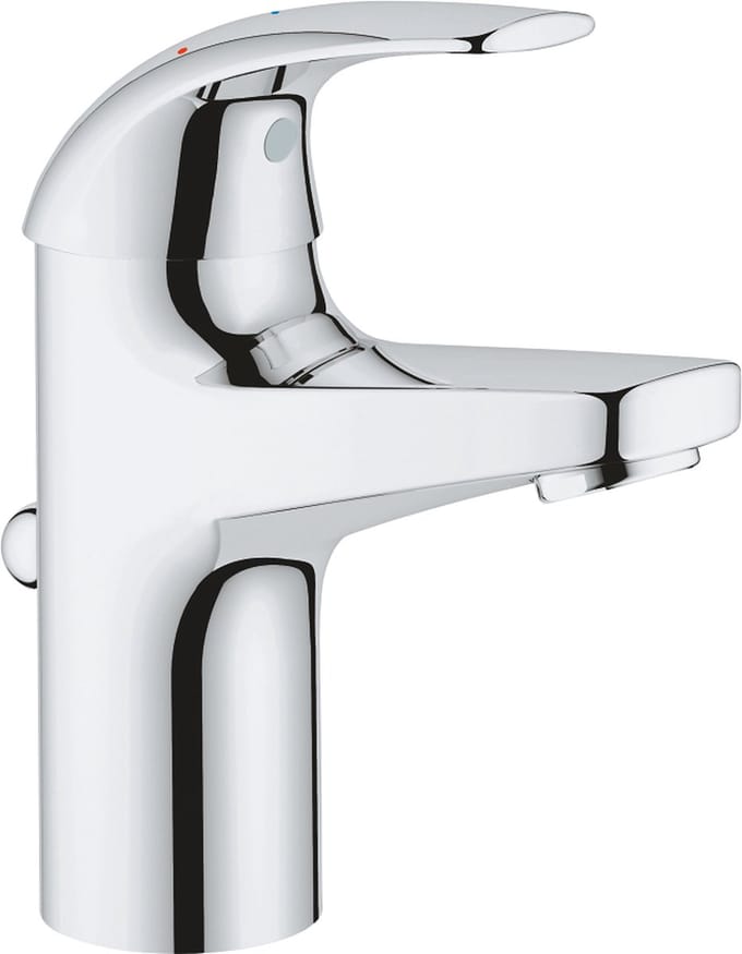 GROHE QuickFix Start Curve Wastafelkraan - EcoJoy - met waste - chroom - Waterbesparend