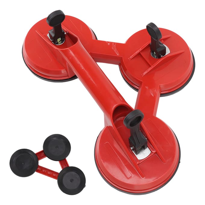 Heavy Duty 3 Klauwen Zuignap Plaat voor Glas Keramische Tegel Vloer Raam Hef Trekker red