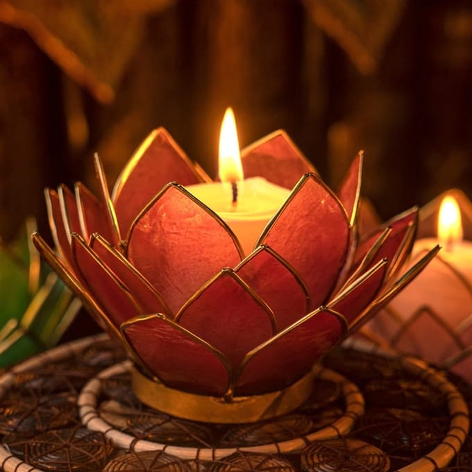 Lotus sfeerlicht Capiz schelp rood
