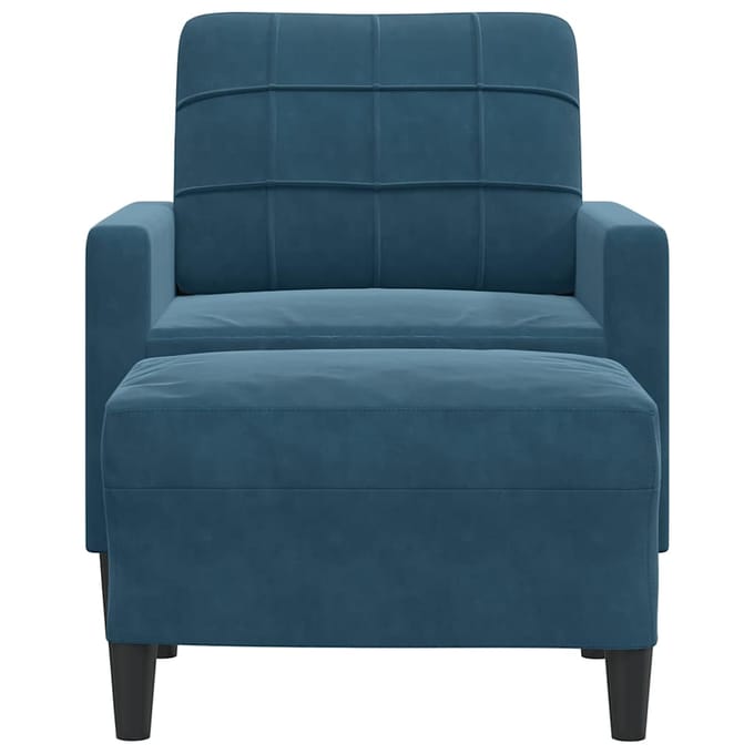 vidaXL - Fauteuil - met - voetenbank - 60 - cm - fluweel - blauw