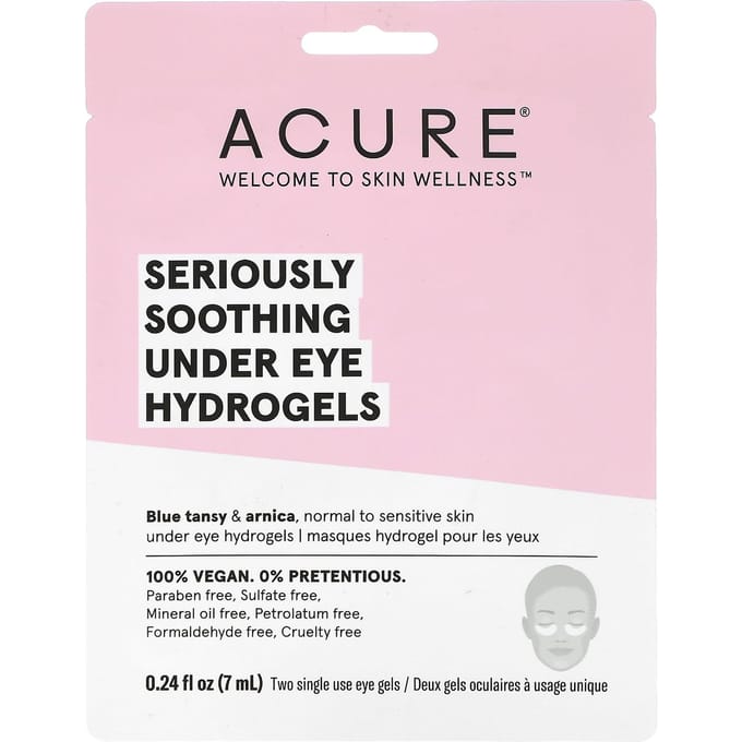 ACURE, Hydrogels pour les yeux extrêmement apaisants, 2 gels oculaires jetables, 0,24 fl oz (7 ml) black