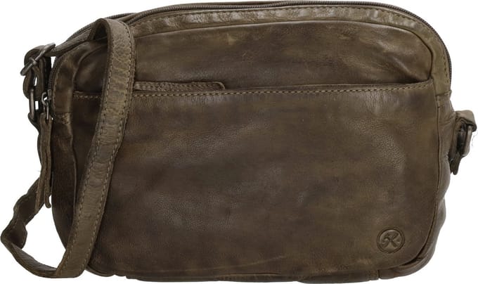Hide & Stitches Paint Rock Schoudertas - 100% Leer - Olijfgroen