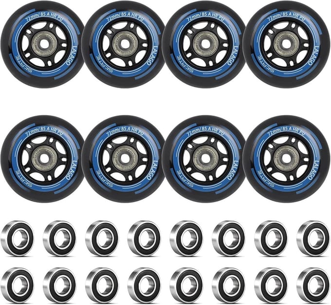 Set van 8 Inline Skate Wielen 72 mm met ABEC 9 Kogellagers voor Onderhoud en Upgrade