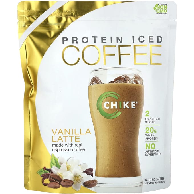Chike Nutrition, Proteïne Iced Coffee, Vanilla Latte, 16.3 oz (462 gr)