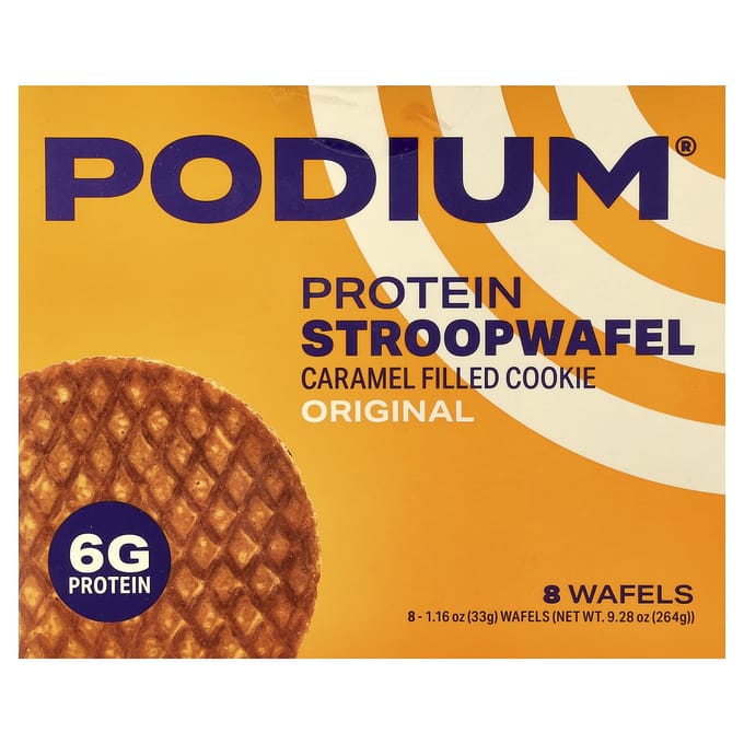 Podium Nutrition, Eiwit Stroopwafels, Origineel, 8 Wafels, 33g (1,16 oz) Elk
