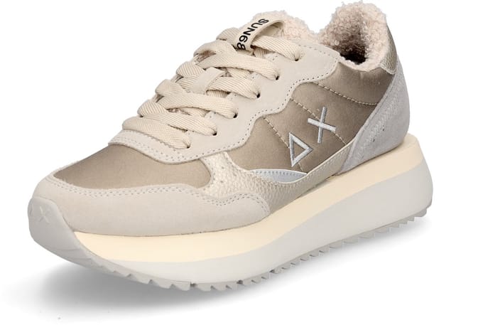Sun68 dames sneaker Big Ally Teddy Fur beige goud