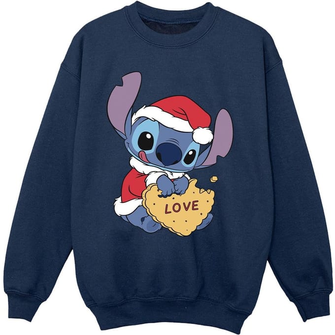 Disney Meisjes Lilo And Stitch Kerstmis Love Biscuit Sweatshirt (Marineblauw)