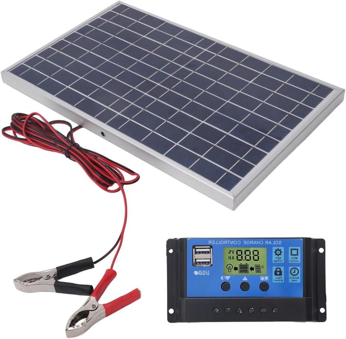 Zonnepaneel met Controller - Draagbare Stroom - Buitenactiviteiten - Veilige Laadregeling - 10W Vermogen - Zwart