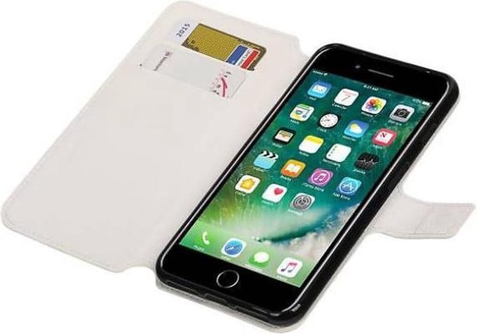 Cross Pattern TPU Bookstyle Hoesje - Wallet Case Telefoonhoesje - Geschikt voor iPhone 7 Plus / 8 Plus Wit