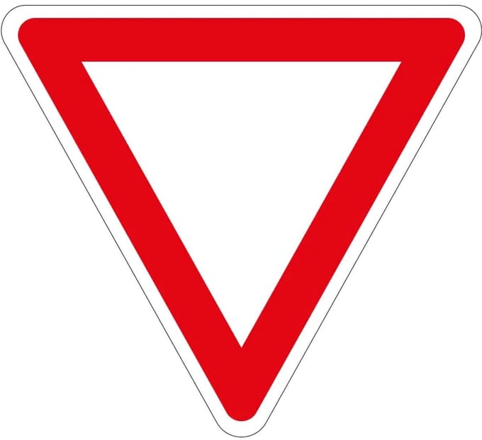 Voorrang verlenen bord - B6 | gecoat dibond materiaal | 15 cm