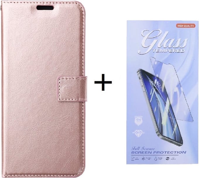 Bookcase Geschikt voor: Samsung Galaxy A16 - Rosegoud - portemonnee hoesje - Book Cover + 3x Screenprotector