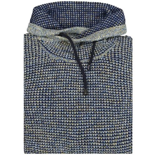 Ragman Trui Texture Knit Stand Up Maseltov Drawstring Collar Geel-Blauw / male