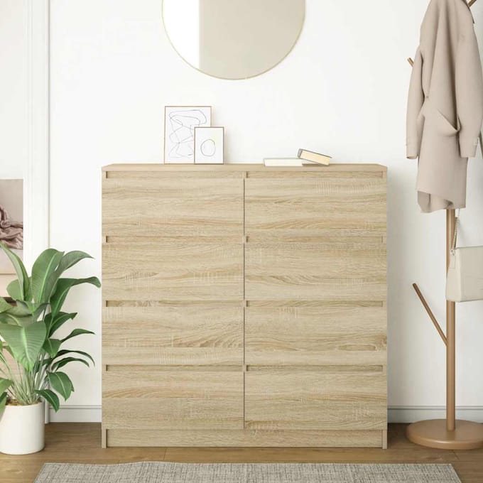 vidaXL - Dressoir - 100x35x99 - cm - bewerkt - hout - sonoma - eikenkleurig