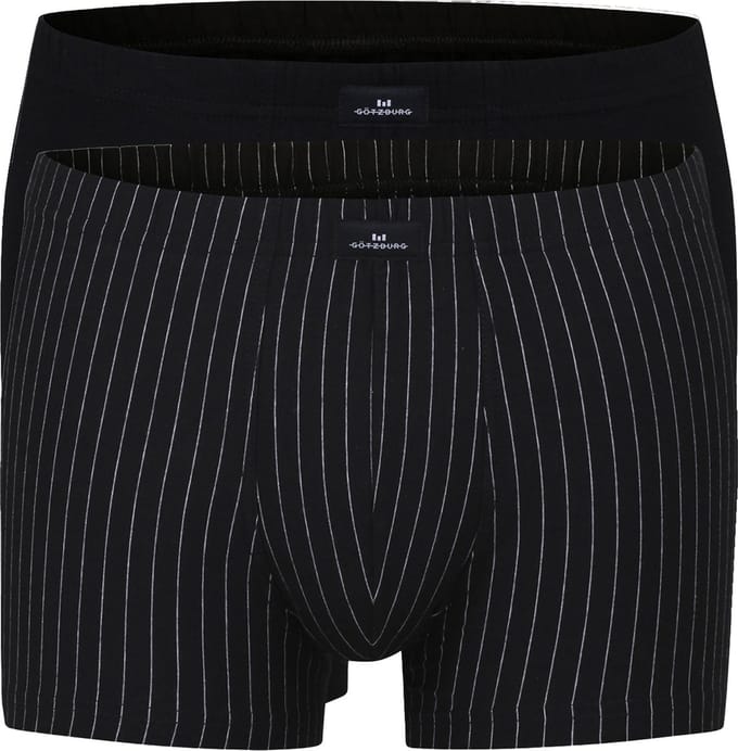 Gotzburg heren boxer normale lengte (2-pack) - zwart en zwart-wit gestreept