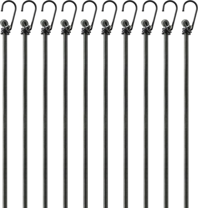 Rubberen spanner haken - 12 x expanders, fiets bagagedrager spankabels, bungee-koord legergroen snelbinder fiets