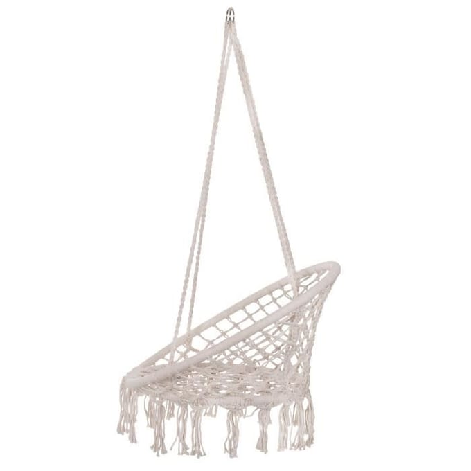 Springos Hangstoel | Binnen & Buiten | Belastbaar tot 150 kg | 120 x 79 cm | Crème