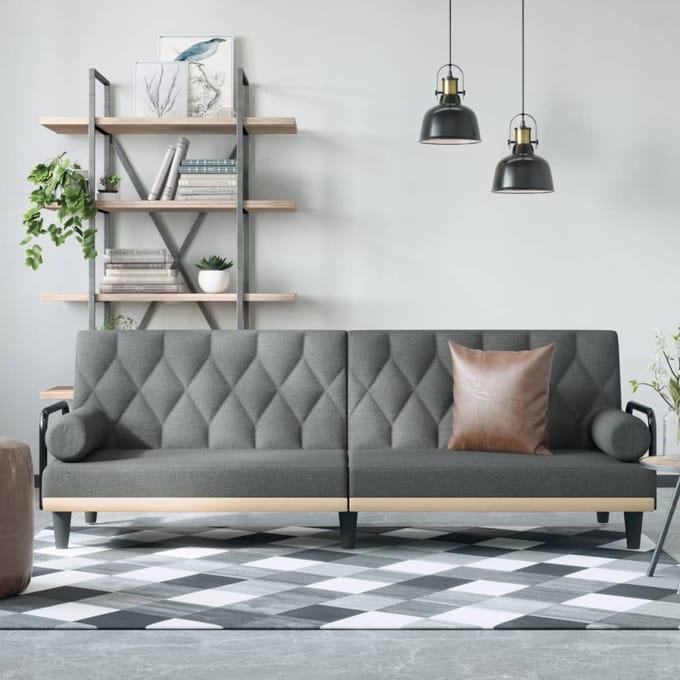 Vidaxl Klapbank met Armleuningen, Donkergrijs, Bekleed met Stof