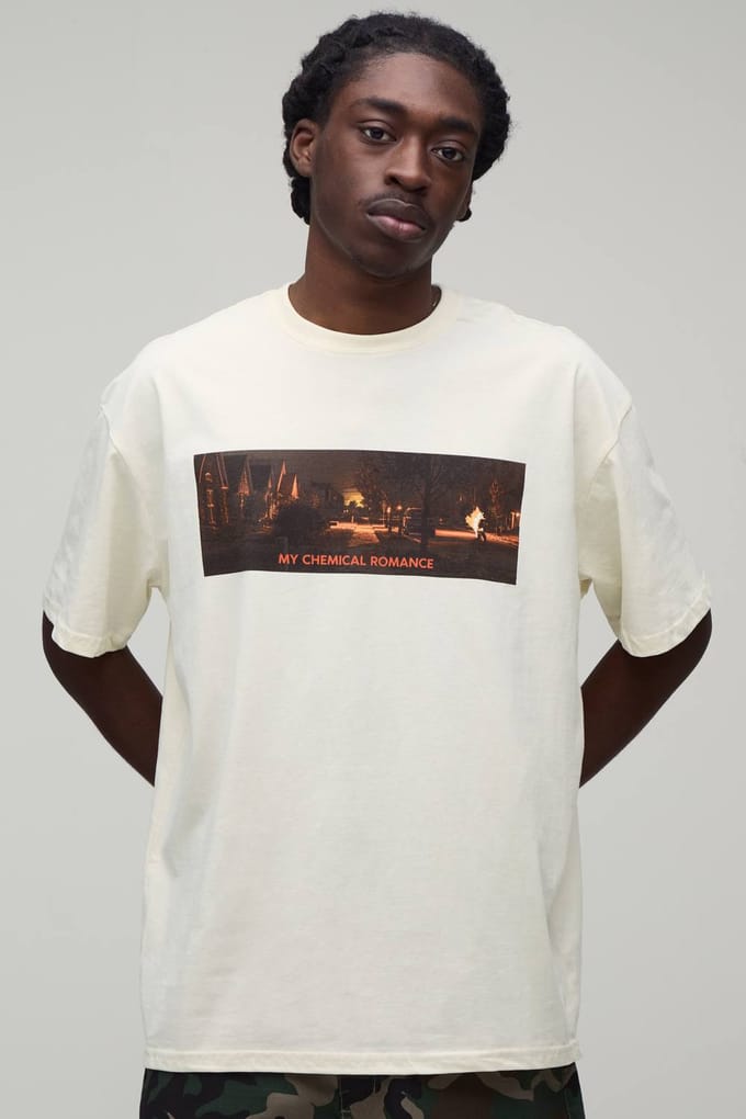 Oversized My Chemical Romance Licentie Print T-shirt | Ecru | Size Medium