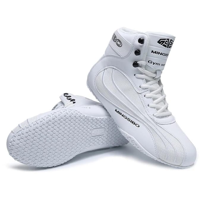 Heren Worstelschoenen Luxe Vliegende Sneakers Lichtgewicht Boksschoenen 43 white