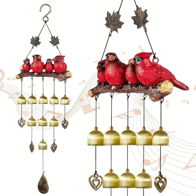 Hars Vogelnest Hangend Messing Wandhanger Bel Windgong Buiten Vogel Hanger 66cm red
