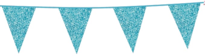 Glitter babyblauw kartonnen vlaggenlijn.