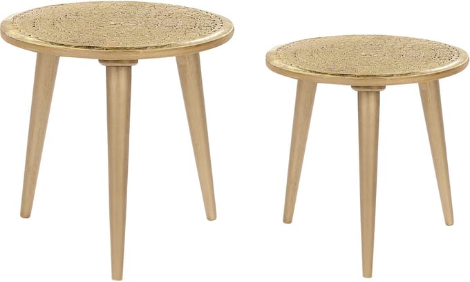 NARRA - Bijzettafel set - Goud - Mangohout
