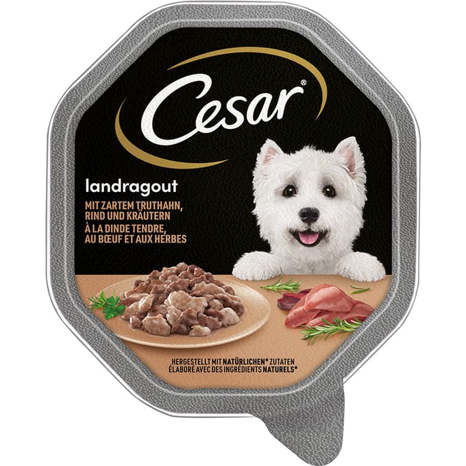 14x150g Landragout Kalkoen/Rund/Kruiden Cesar Hondenvoer Multipack