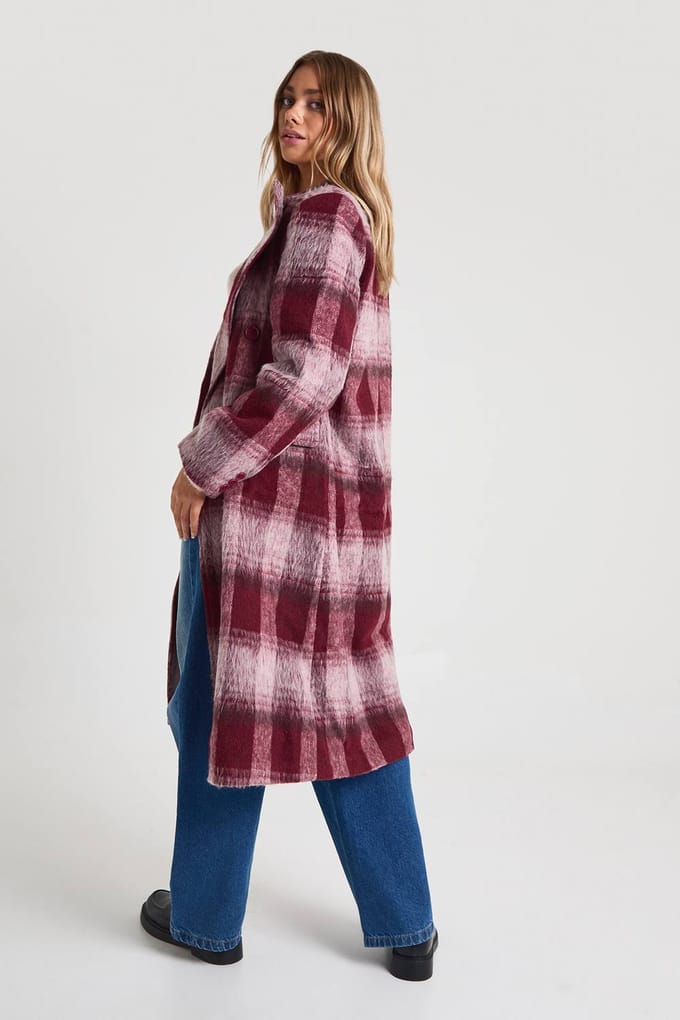 boohoo Dames Controleer oversized dubbelgeknoopte jas | Pink | Maat: 8