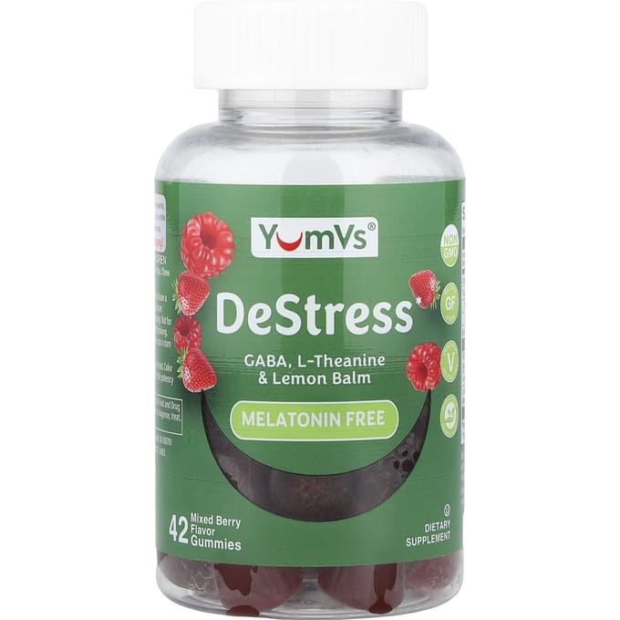 Gummies Déstress YumVs, Sans Mélatonine, Baies Mixtes, 42 Gummies