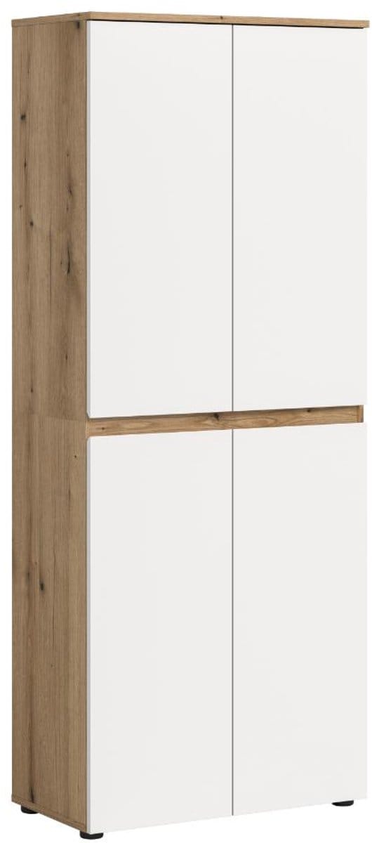 Scarpa kledingkast 4 deuren eik decor, wit.
