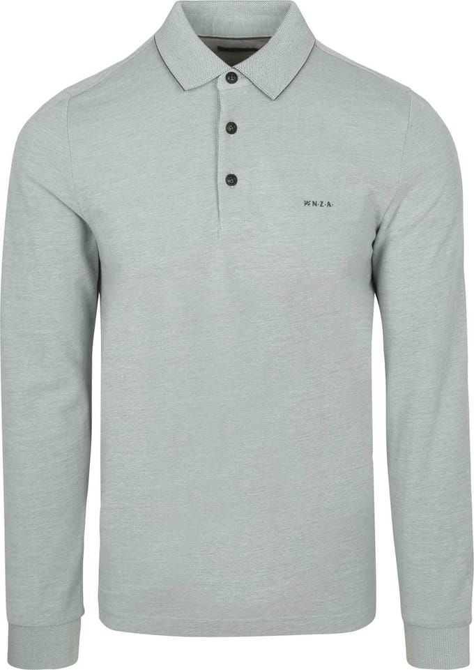 NZA polo grijs 3-knoops effen normale fit