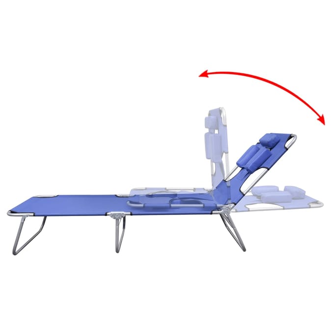 vidaXL - Ligbed - inklapbaar - met - hoofdkussen - gepoedercoat - staal - blauw