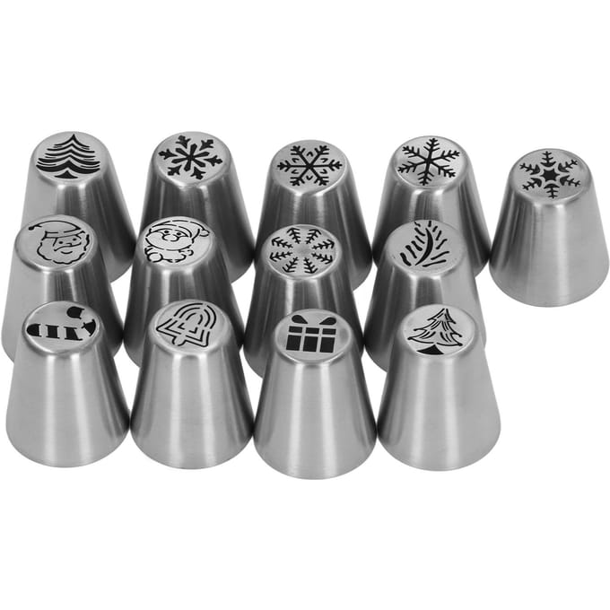 13 stuks Kerstbloem Icing Tips Spuitmonden Roestvrij Staal DIY Taart Decoratie Tips voor Cupcake black