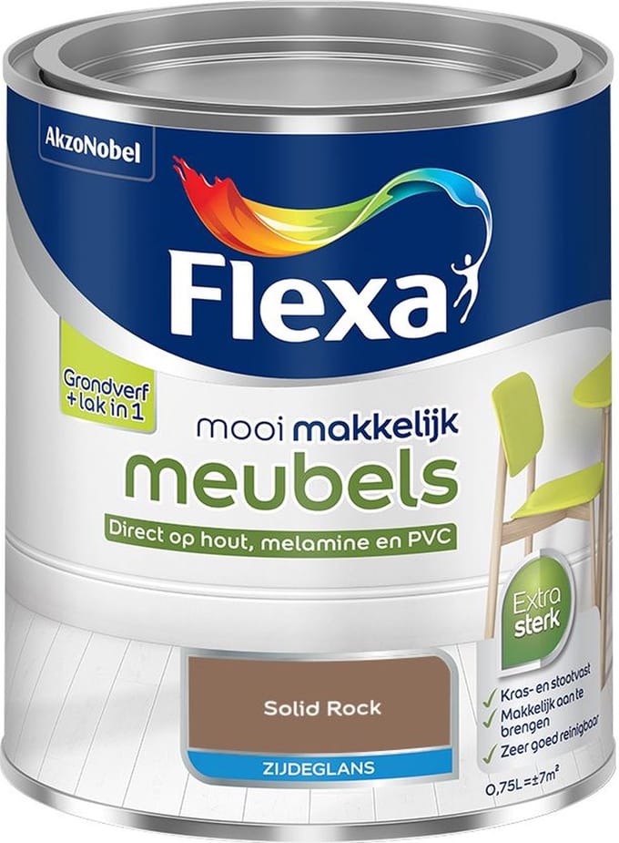 Flexa - Mooi Makkelijk Meubels Zijdeglans - Solid Rock - Mengverf - 750 Ml