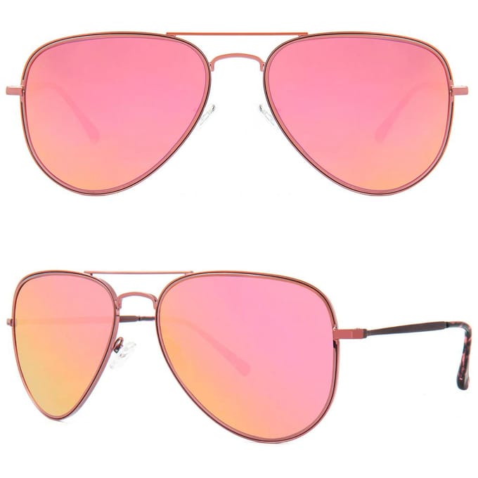 MAXJULI Aviator Zonnebril voor Grote Hoofden Mannen Vrouwen Mode UV Bescherming 8123 M pink