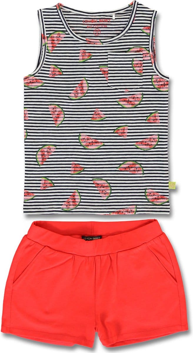 Lemon Beret top en short meisjes - rood - 149743 - maat 104