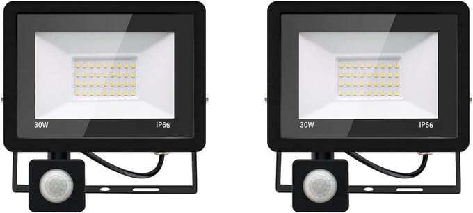 2 Stuks LED Buitenlamp met Bewegingsmelder 30W Warmwit IP66