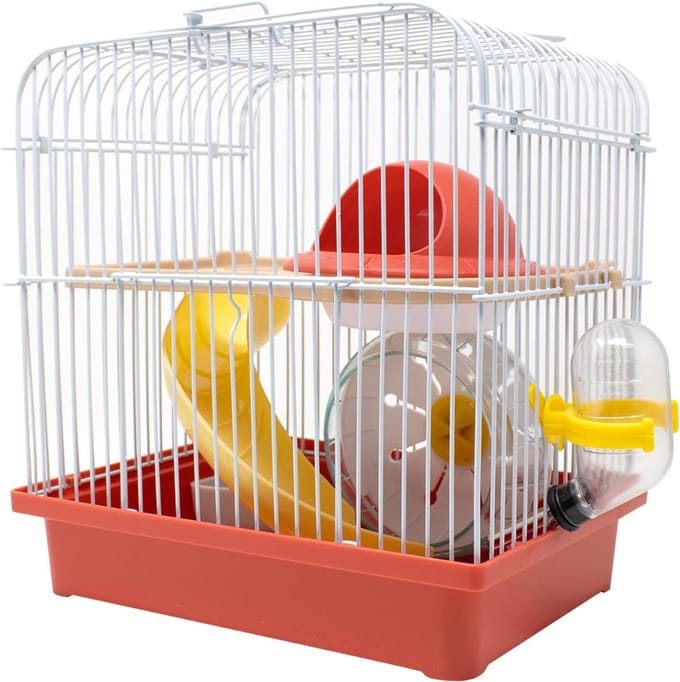 DnA® Hamsterkooi - Hamster Speelgoed - Hamster - Wit en Rood - 29cm x 22cm x 1cm