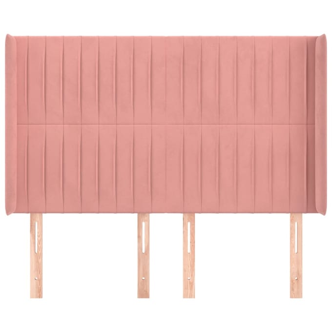 vidaXL - Hoofdbord - met - randen - 147x16x118/128 - cm - fluweel - roze